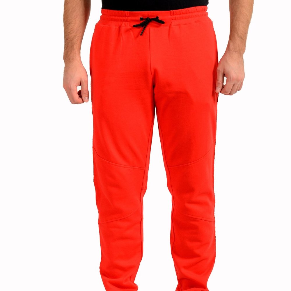 Scuderia Ferrari Men's Red "Icon Tape Sides" Fleece Track Trousers Pants